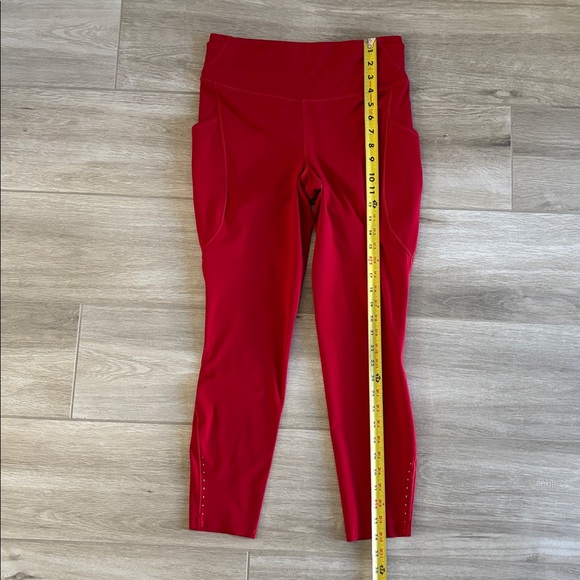 Lululemon Dark Red Fast and Free Leggings With Pockets Size 10 - Picture 7 of 15